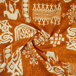 Brown & White Batik Print Cotton Fabric OG-30325 - TradeUNO