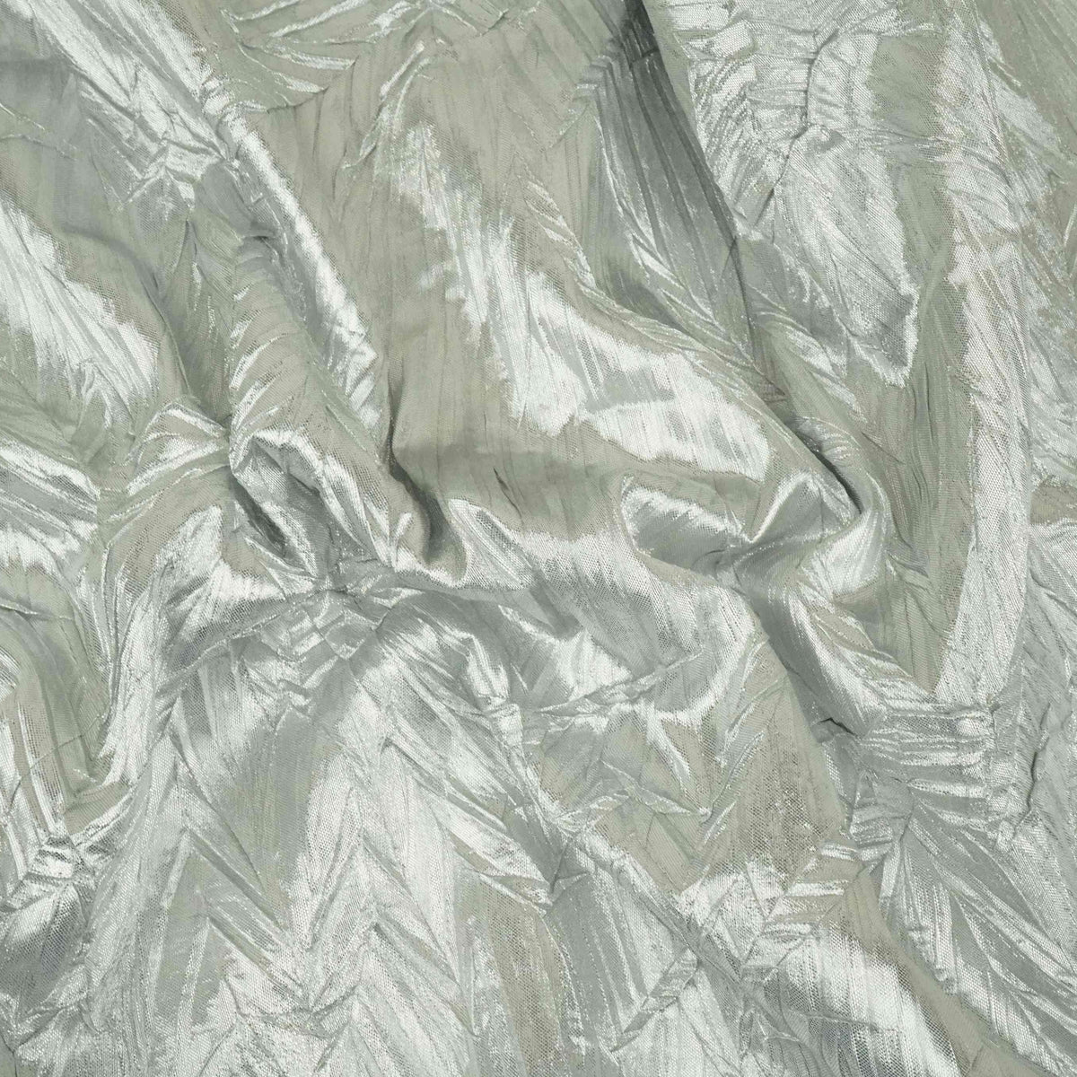 Silver Solid Zari Crush Fabric VCL-32266 - TradeUNO