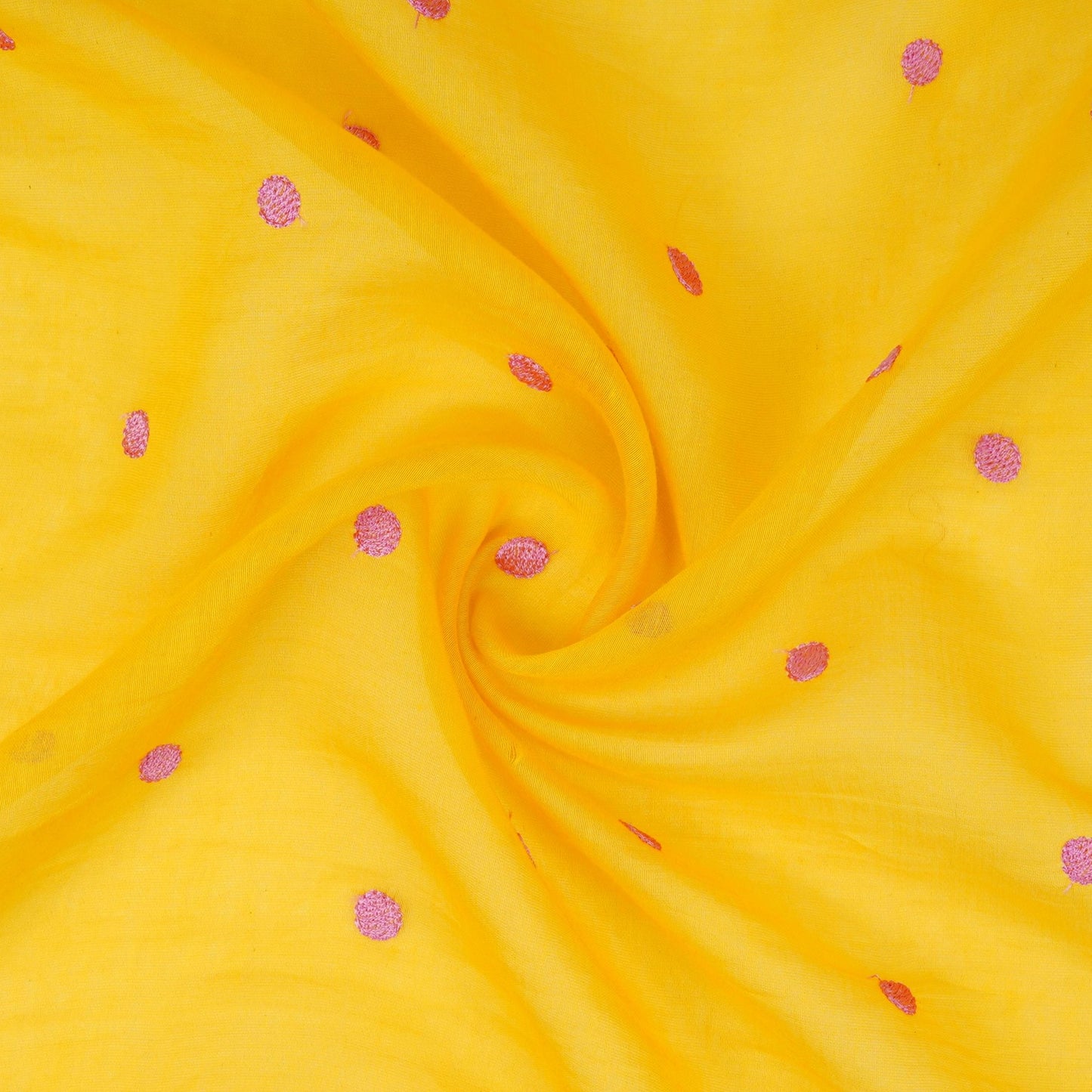 Mustard Yellow Buti embroidery Malai Chanderi Fabric SNTF-32228
