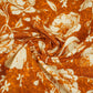 Rust Orange & White Floral Print Cotton Fabric OG-30313
