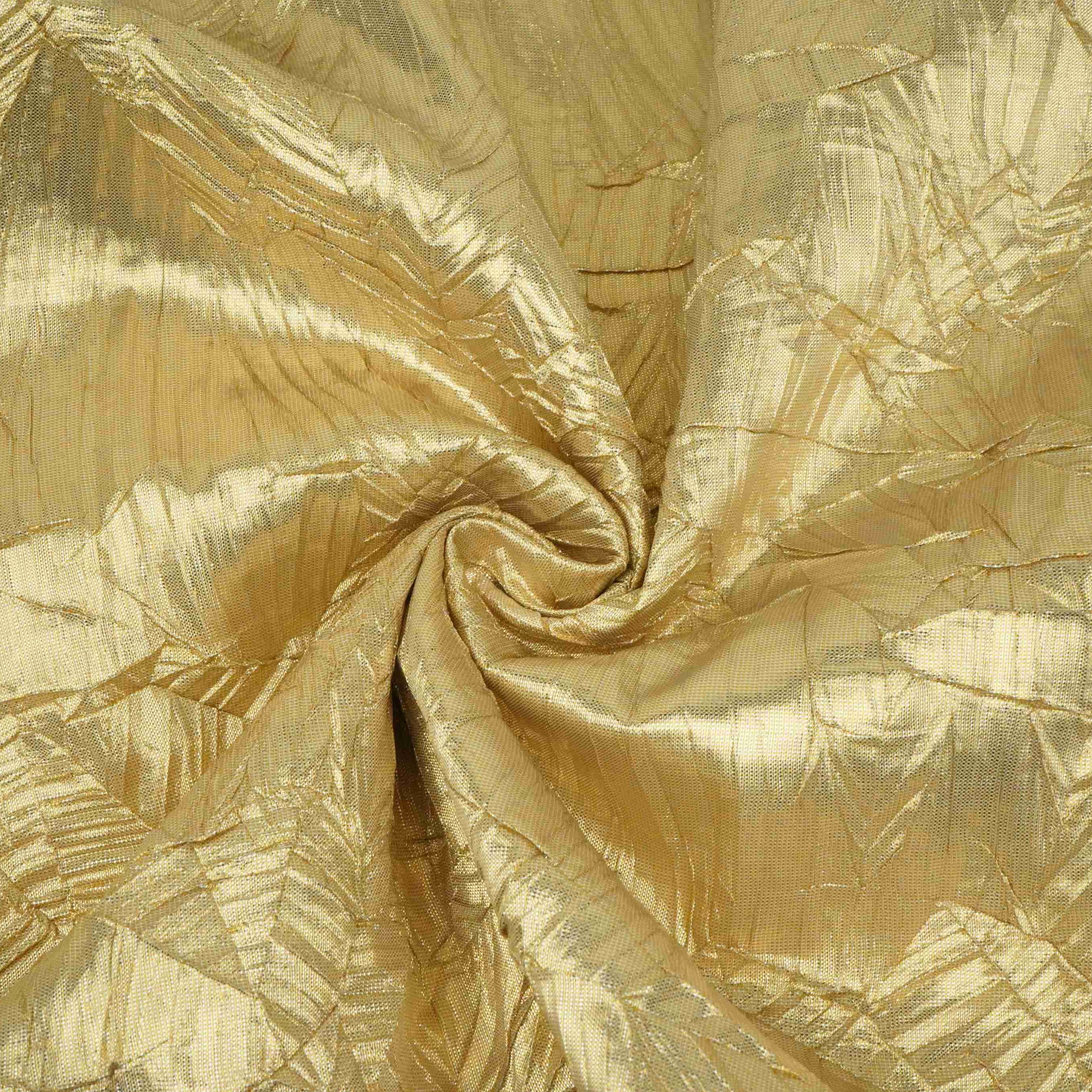 Rose Pink Gold Zari Crush Fabric VCL-32269 - TradeUNO
