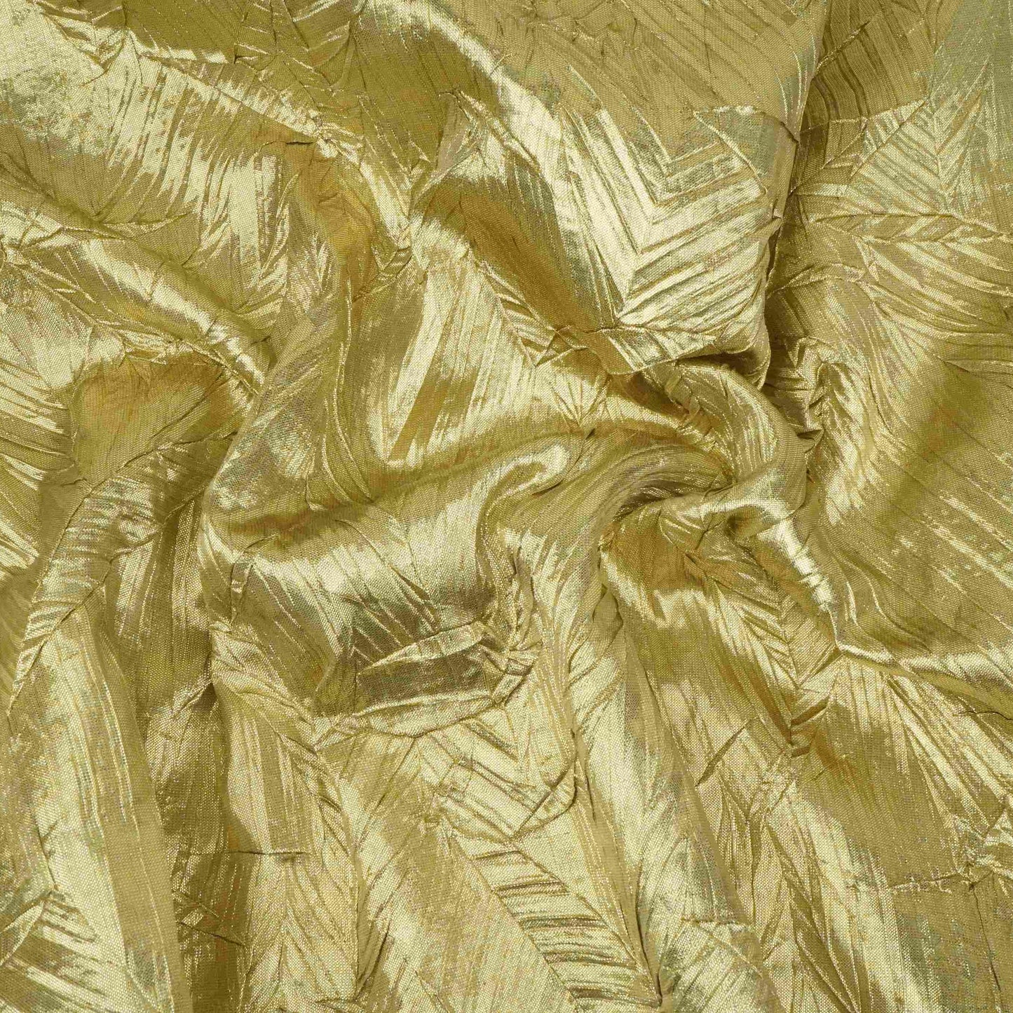Light Gold Solid Zari Crush Fabric VCL-32265