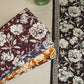 Rust Orange & White Floral Print Cotton Fabric OG-30313