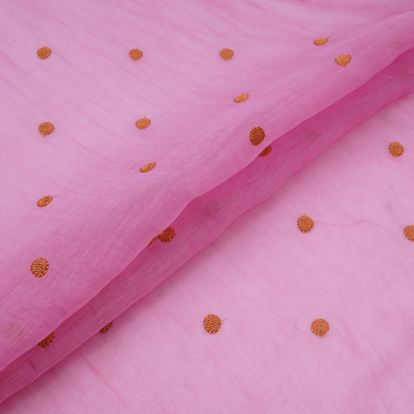 Pink Buti embroidery Malai Chanderi Fabric SNTF-32230