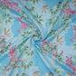 Sky Blue floral print Cotton Linen Fabric DE-32148