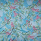 Sky Blue floral print Cotton Linen Fabric DE-32148