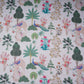 White floral print Cotton Linen Fabric DE-32147