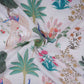 White floral print Cotton Linen Fabric DE-32147