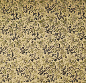 Cream & Black Floral Print Cotton Fabric OG-30311 - TradeUNO