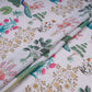 White floral print Cotton Linen Fabric DE-32147