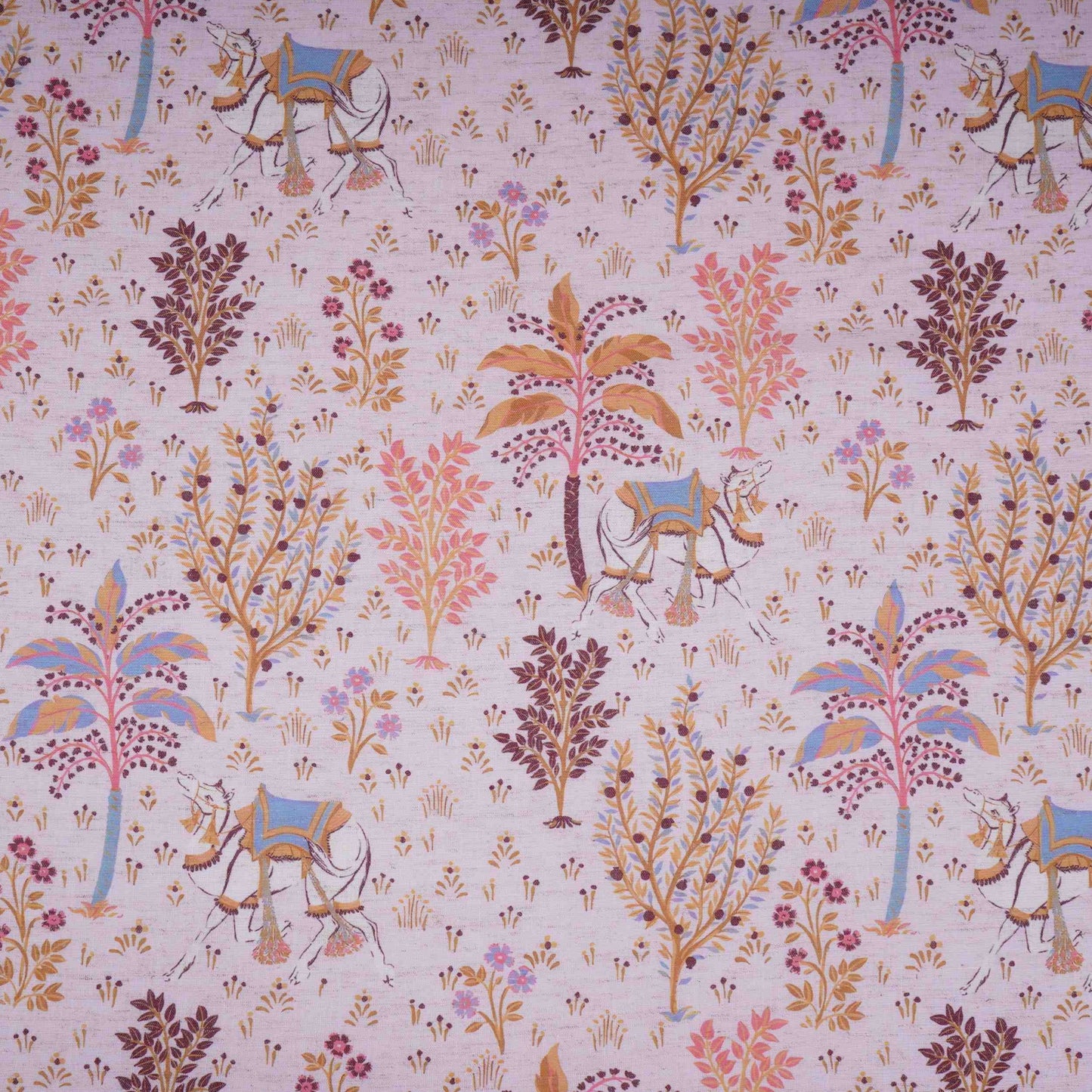 Pink floral print Cotton Linen Fabric DE-32146