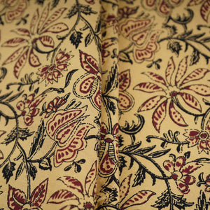 Cream & Red Floral Print Cotton Fabric OG-30309 - TradeUNO