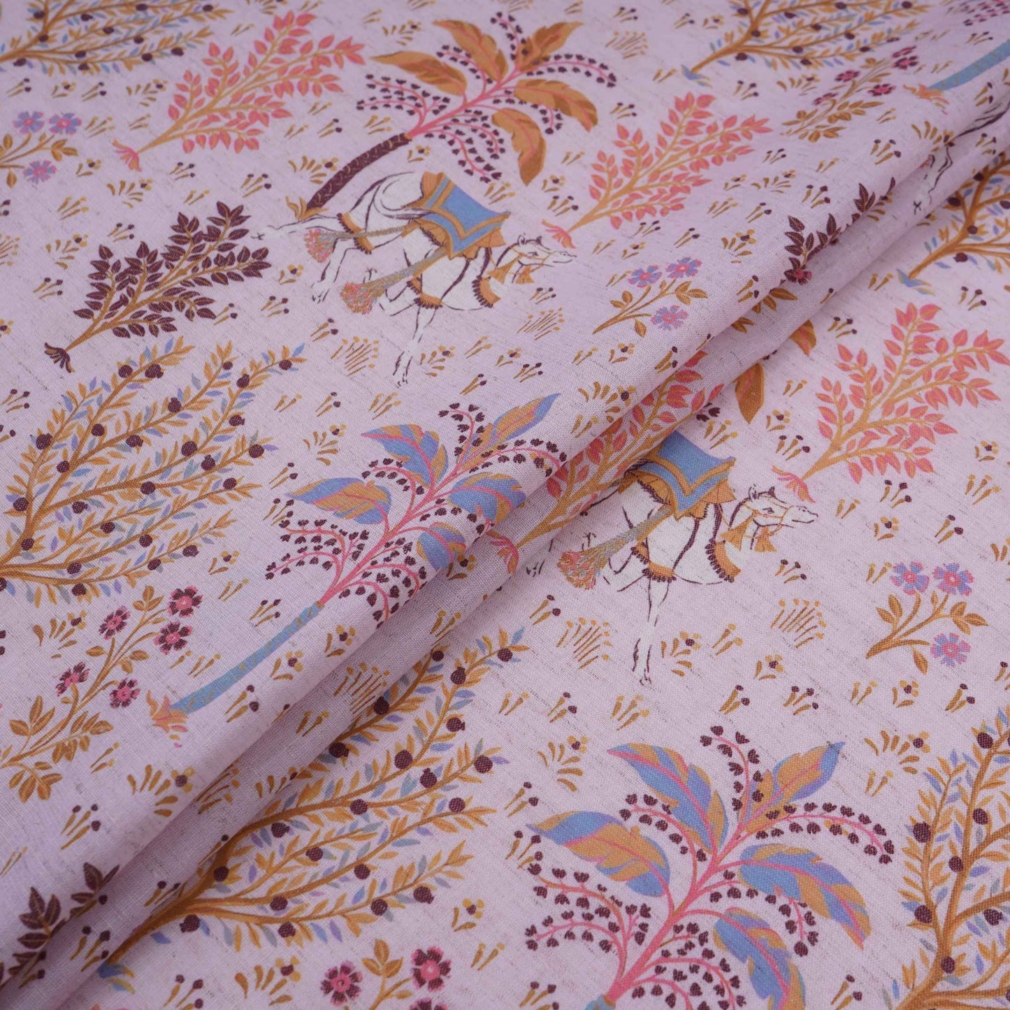 Pink floral print Cotton Linen Fabric DE-32146