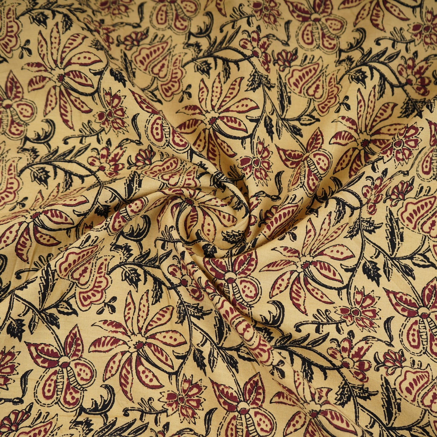 Cream & Red Floral Print Cotton Fabric OG-30309