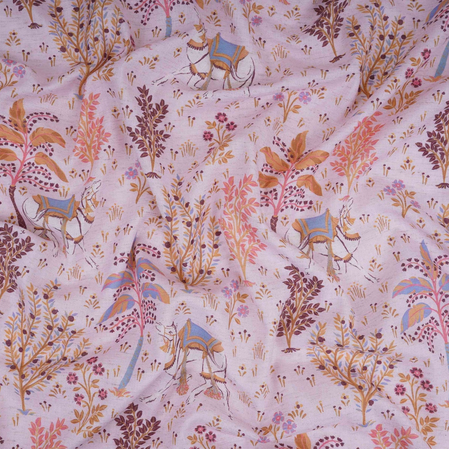 Pink floral print Cotton Linen Fabric DE-32146