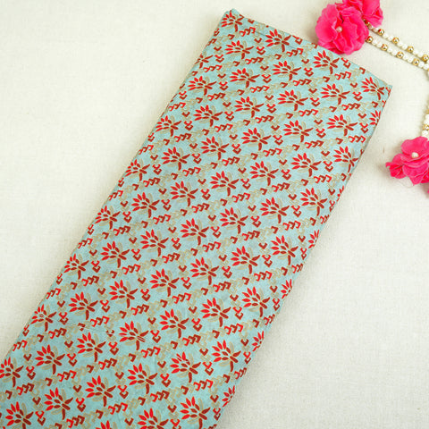 Light Grey Floral Print Muslin Fabric MF-30186