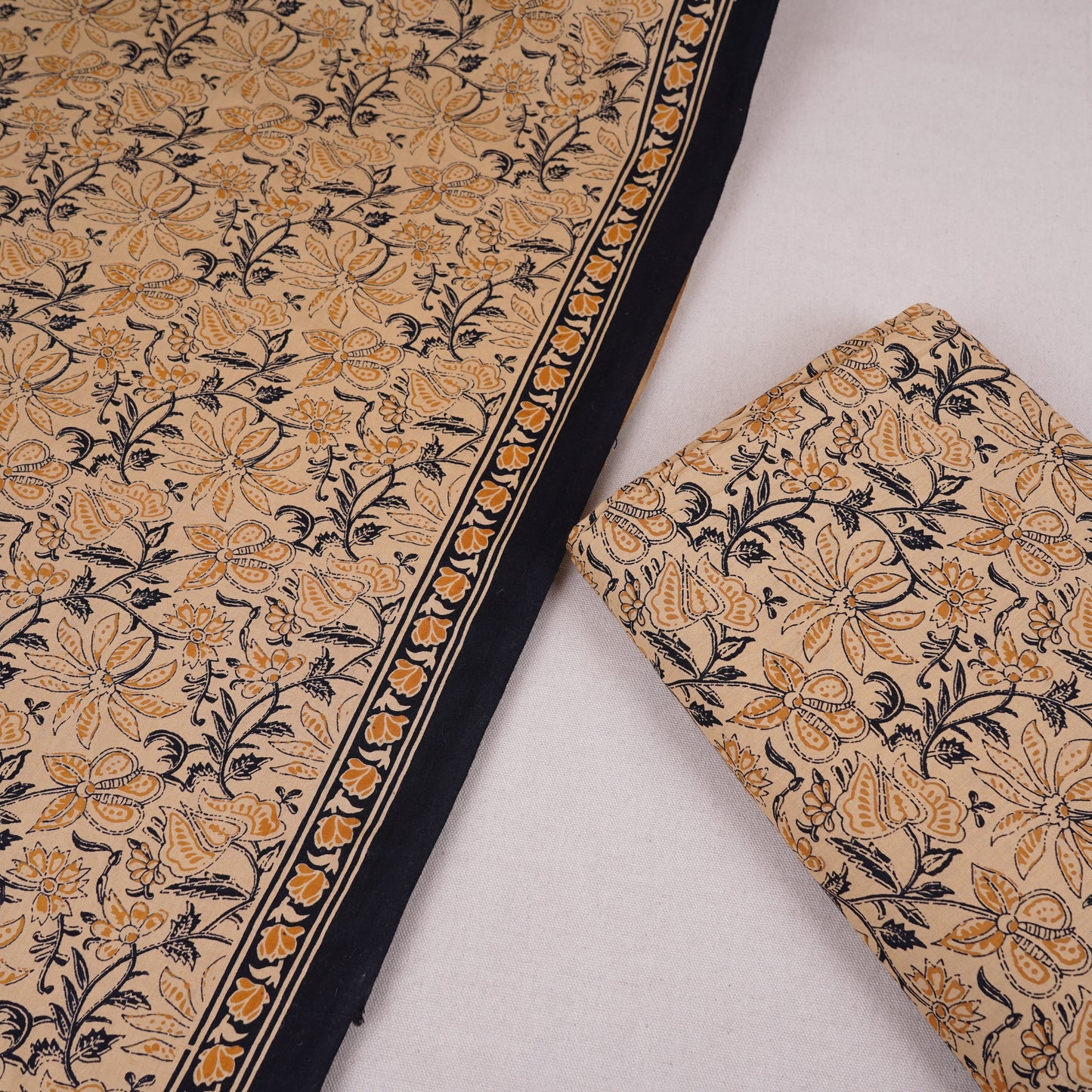 Cream & Yellow Floral Print Cotton Fabric OG-30310