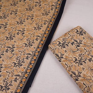 Cream & Yellow Floral Print Cotton Fabric OG-30310 - TradeUNO