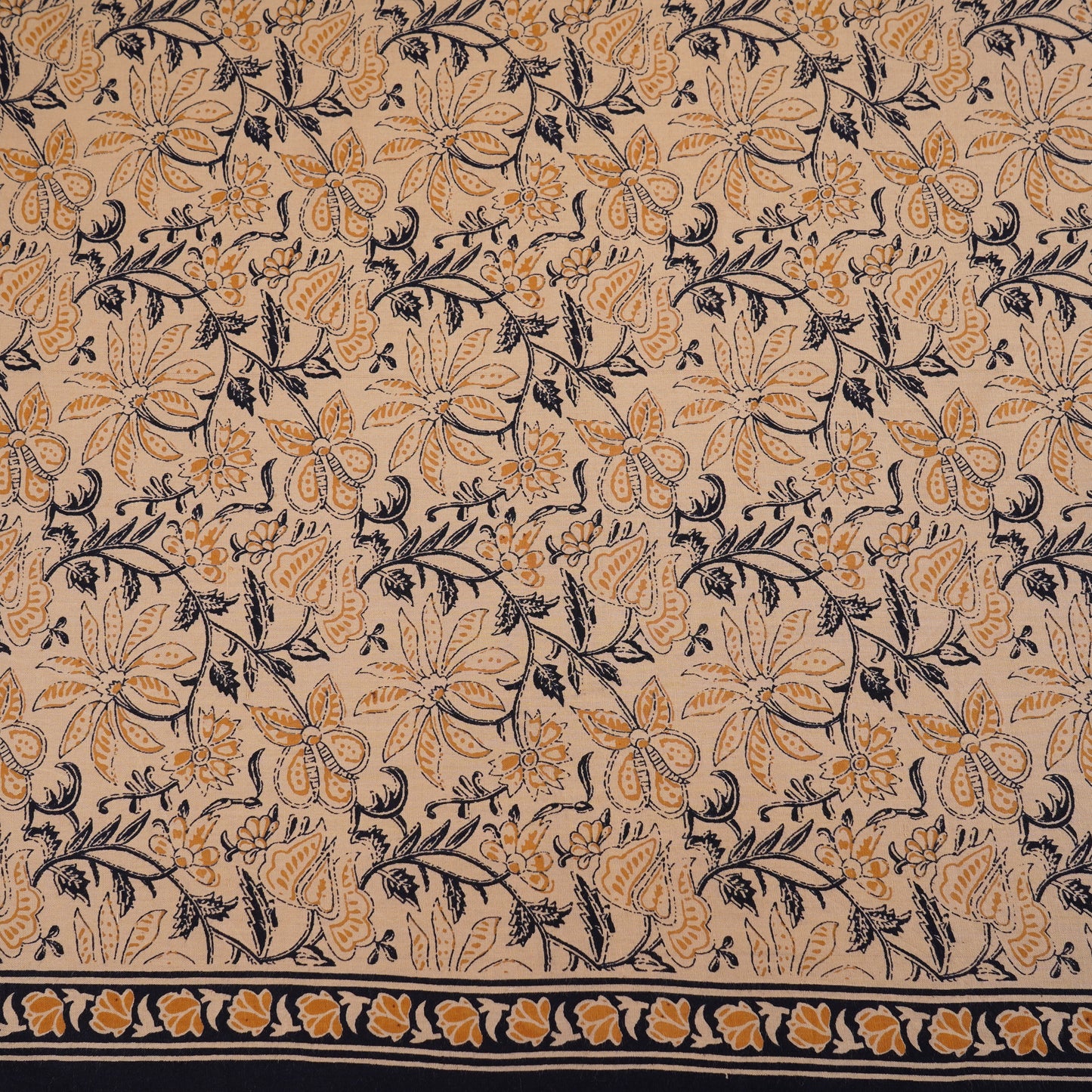 Cream & Yellow Floral Print Cotton Fabric OG-30310