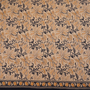 Cream & Yellow Floral Print Cotton Fabric OG-30310 - TradeUNO