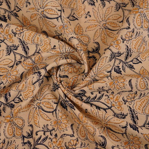 Cream & Yellow Floral Print Cotton Fabric OG-30310