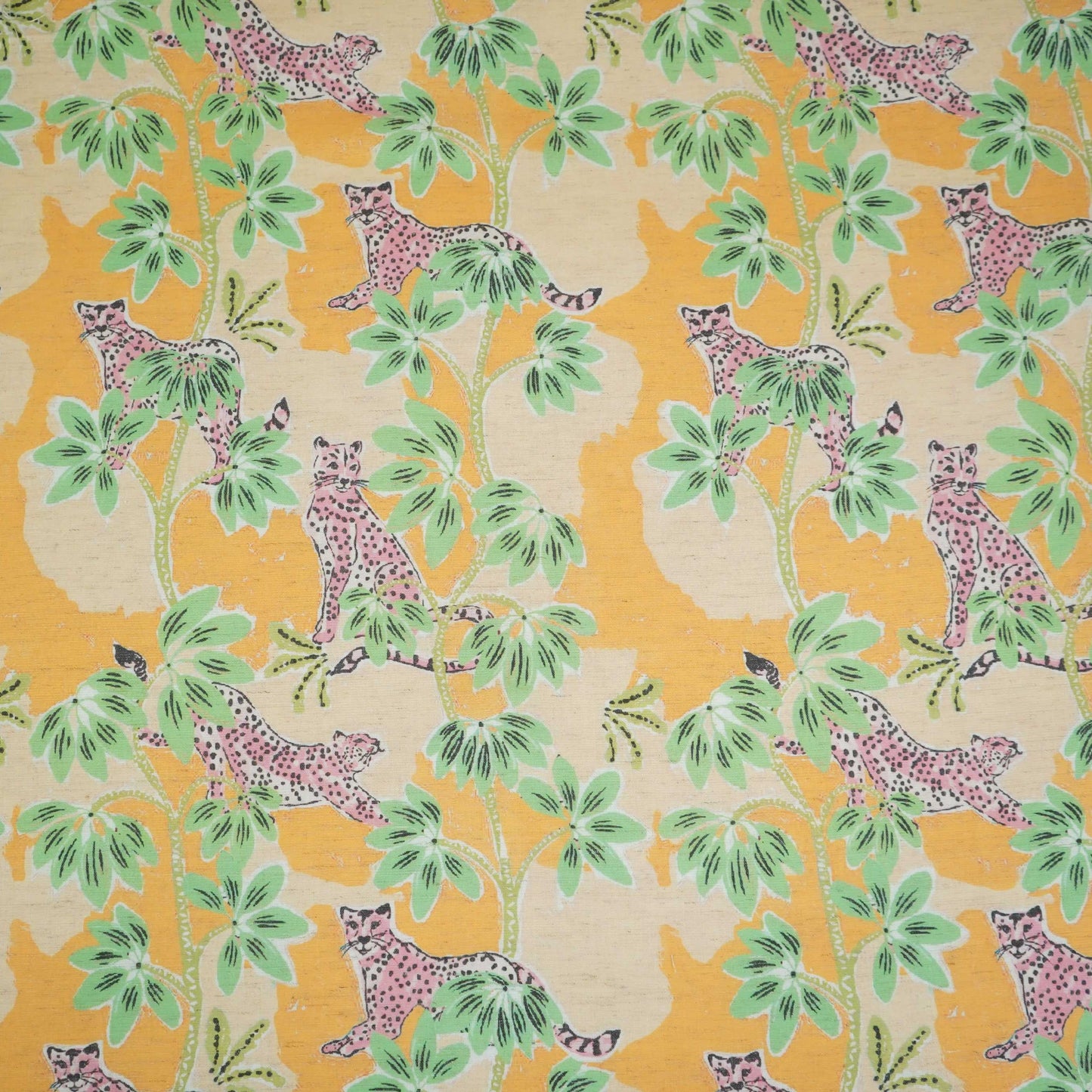 Yellow floral print Cotton Linen Fabric DE-32144
