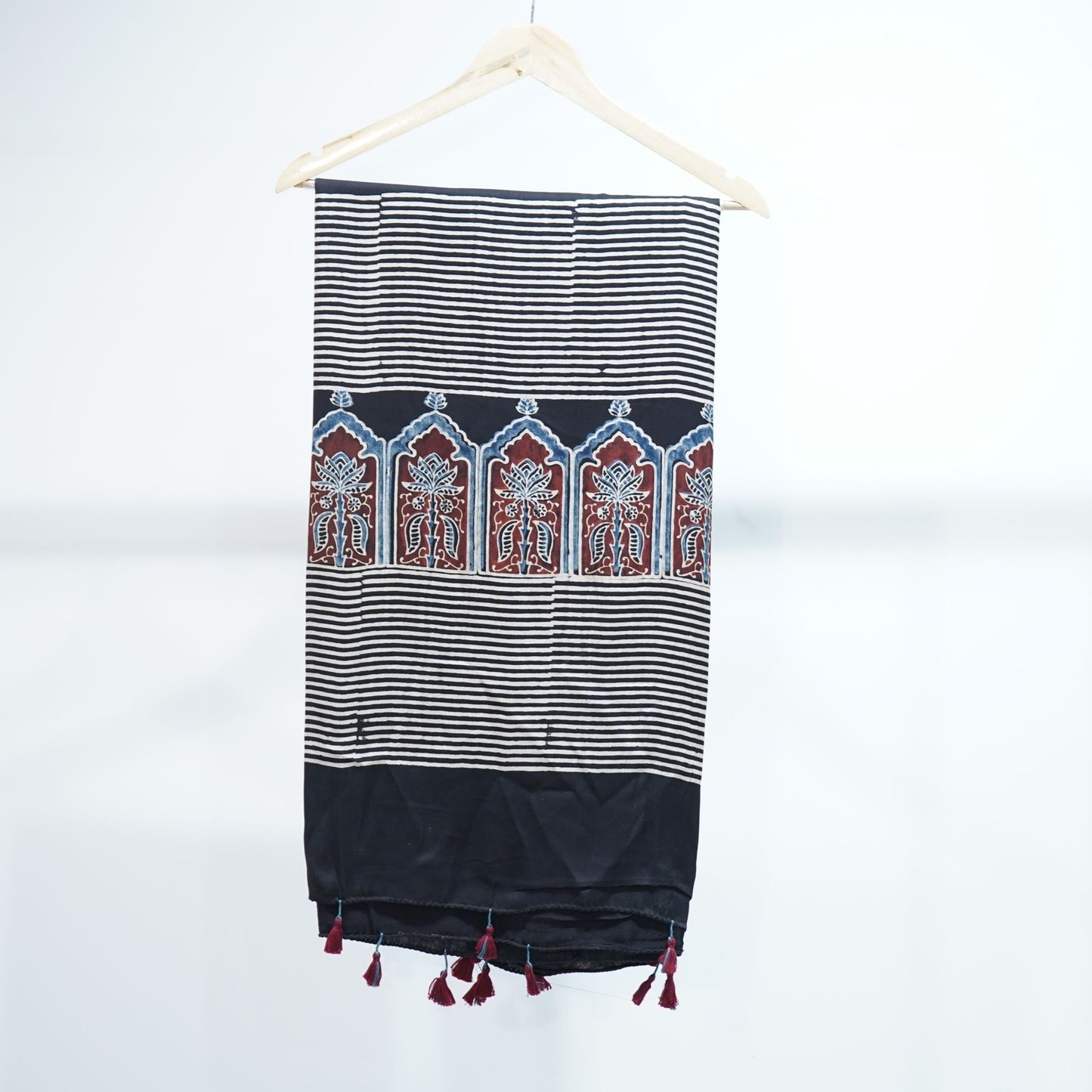 Black Ajrakh print Modal Silk Kaftan EEG-31641