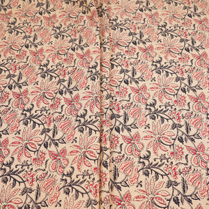 Cream & Red Floral Print Cotton Fabric OG-30308 - TradeUNO