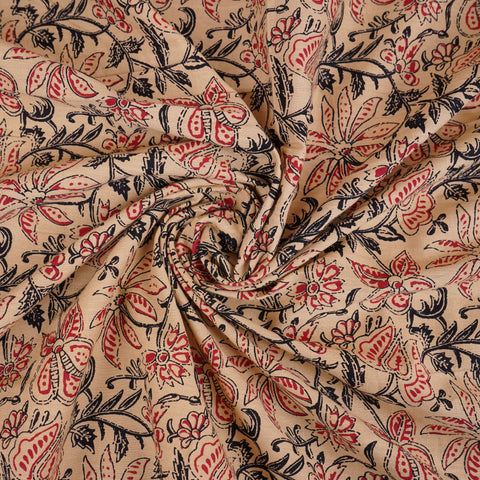 Cream & Red Floral Print Cotton Fabric OG-30308