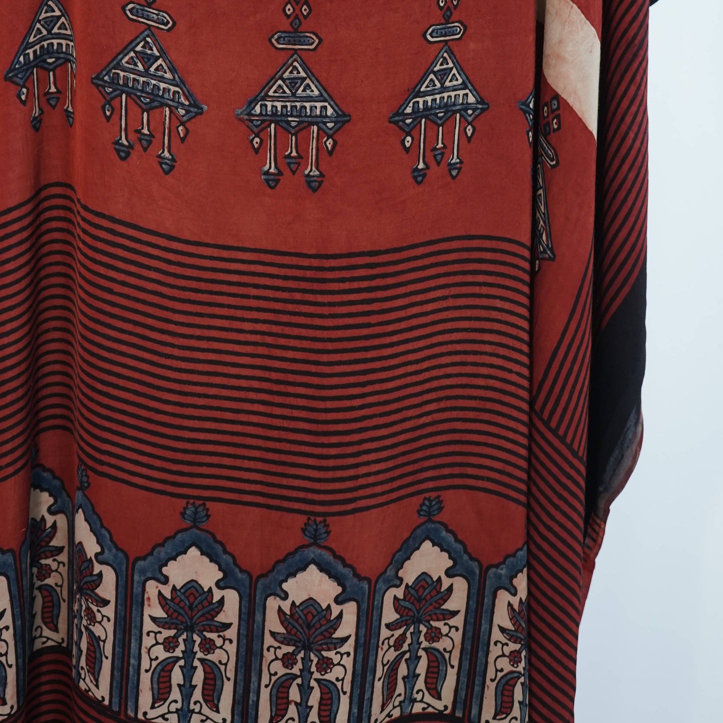 Red Ajrakh print Modal Silk Kaftan EEG-31621