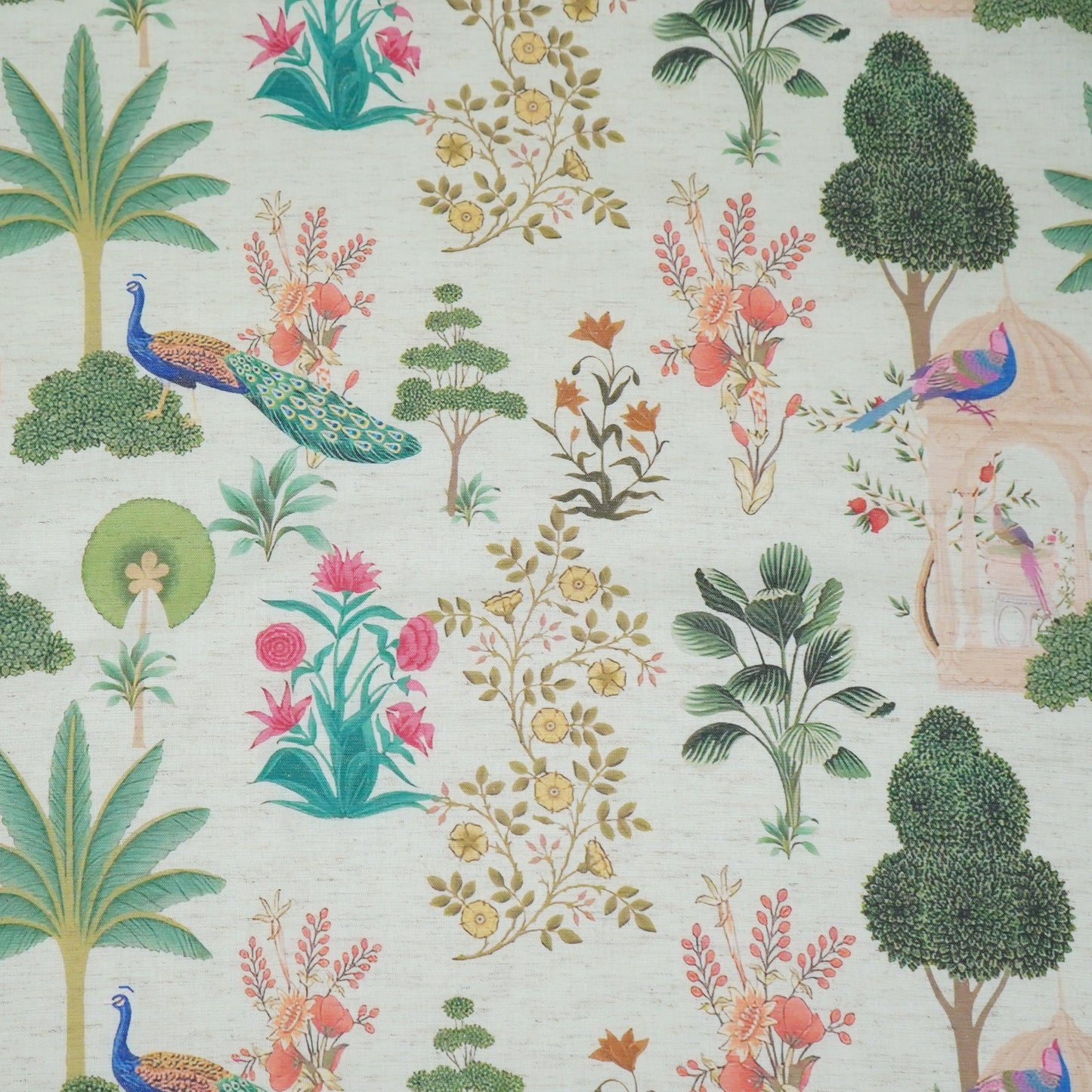 Light Green floral print Cotton Linen Fabric DE-32141
