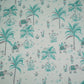 Light Sky Blue floral print Cotton Linen Fabric DE-32143