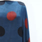 Blue with Red Polka Dot print Modal Silk Kaftan EEG-31632