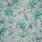 Light Sky Blue floral print Cotton Linen Fabric DE-32143