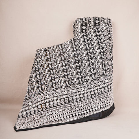 Black Chikankari Mirror Embroidery Georgette Fabric AT-30348