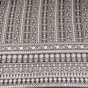 Black Chikankari Mirror Embroidery Georgette Fabric AT-30348 - TradeUNO