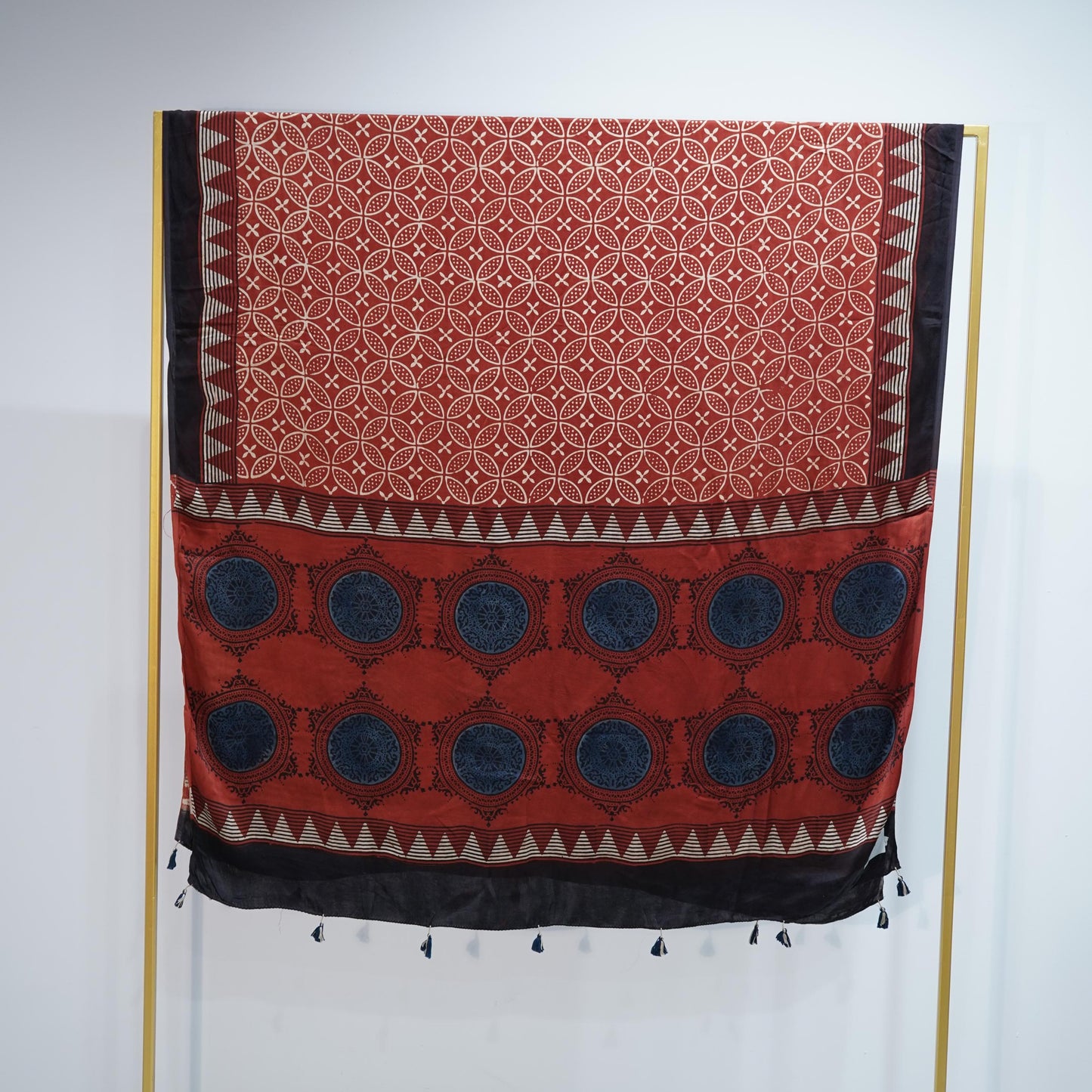 Red Ajrakh print Modal Silk Kaftan EEG-31609