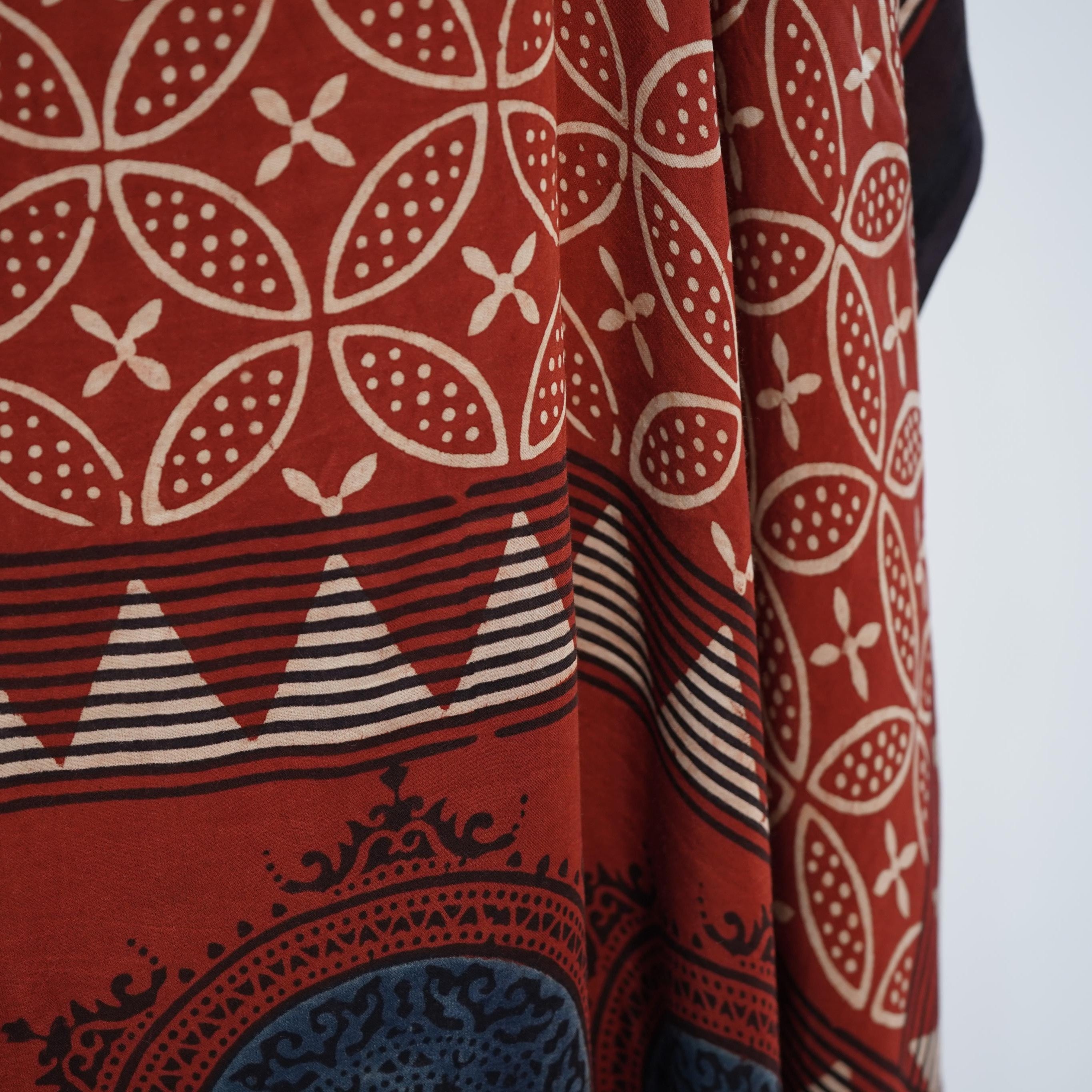 Red Ajrakh print Modal Silk Kaftan EEG-31609