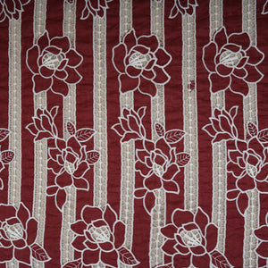 Maroon Schiffli Embroidery Chanderi Fabric CF-30429 - TradeUNO