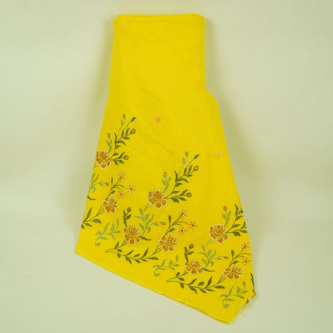 Mustard floral embroidery Cotton Linen Fabric GPF-32248