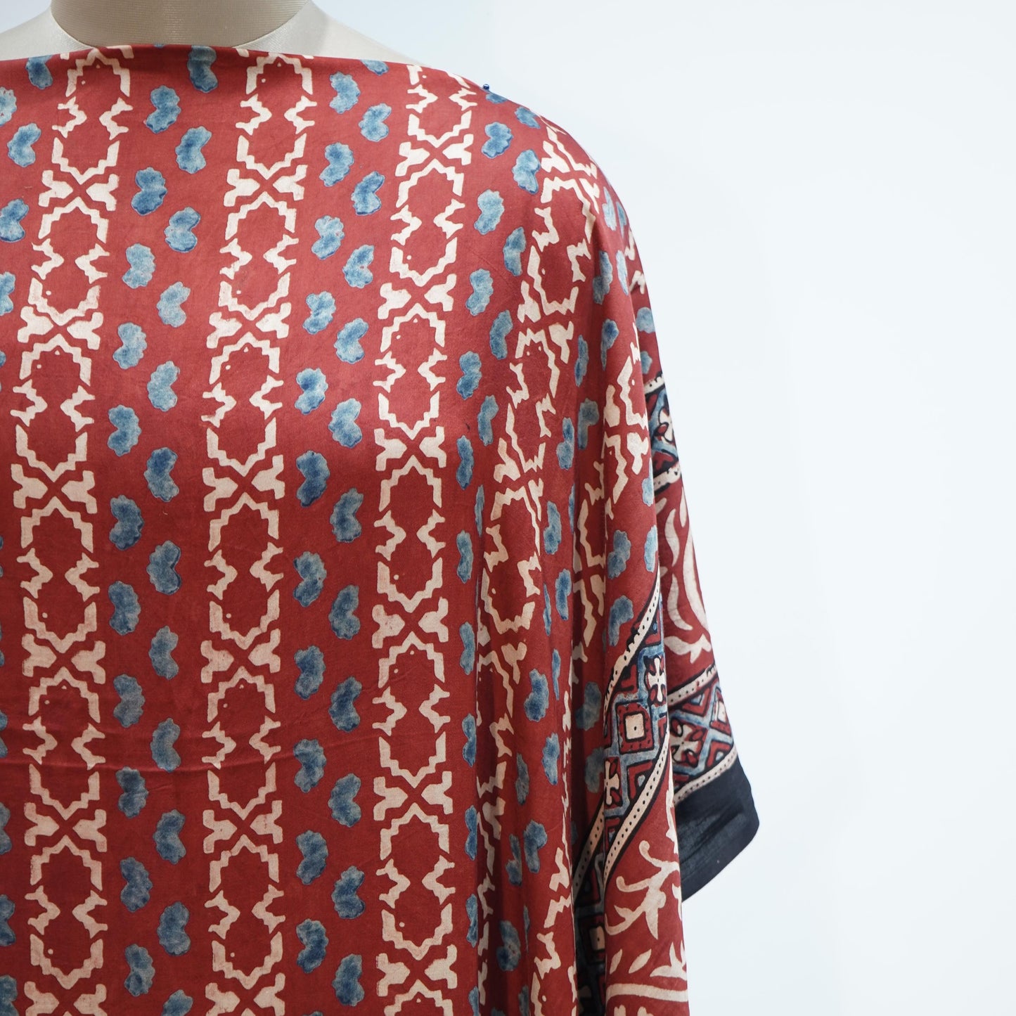 Red Ajrakh print Modal Silk Kaftan EEG-31606