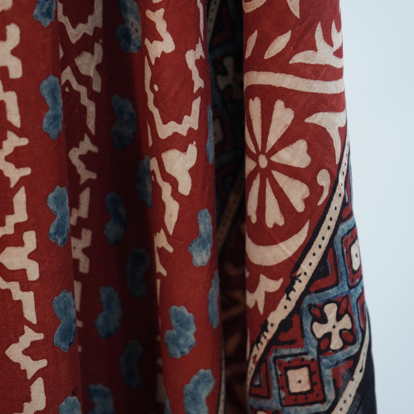 Red Ajrakh print Modal Silk Kaftan EEG-31606