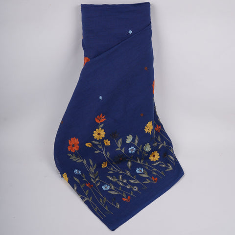 Blue floral embroidery Cotton Linen Fabric GPF-32253