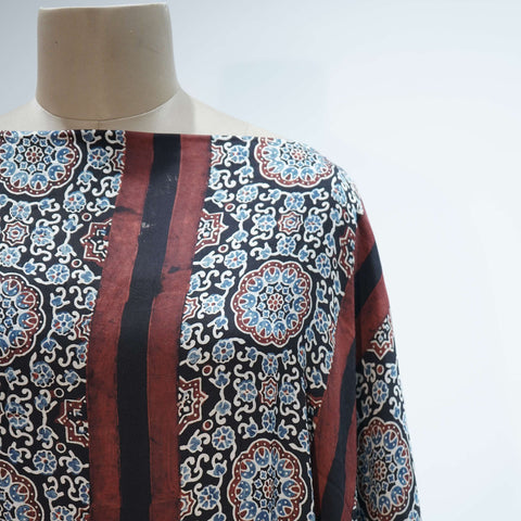 Black Ajrakh print Modal Silk Kaftan EEG-31619