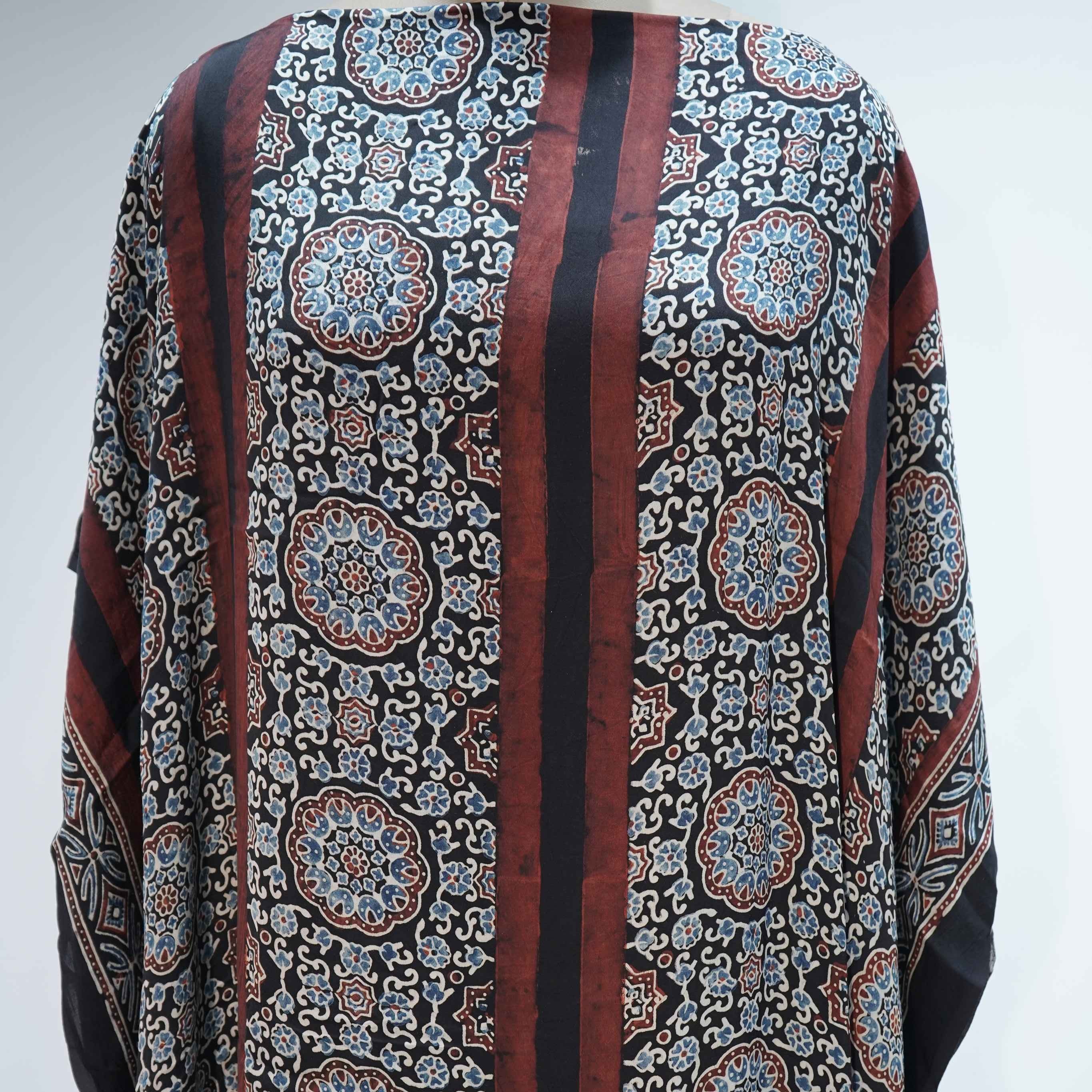 Black Ajrakh print Modal Silk Kaftan EEG-31619
