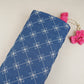 Blue Floral Embroidery Denim Fabric TF-30050