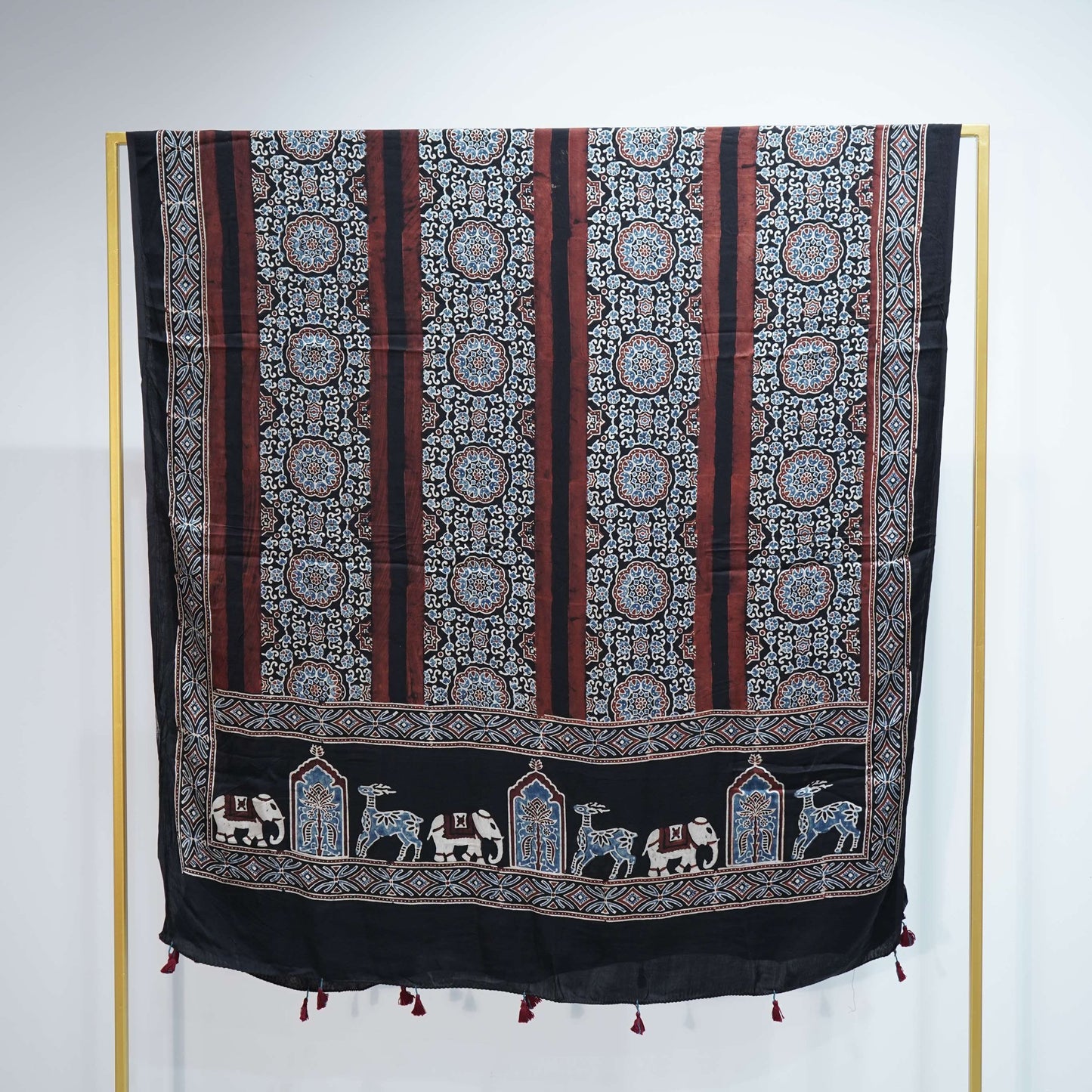 Black Ajrakh print Modal Silk Kaftan EEG-31619