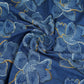 Blue Floral Embroidery Denim Fabric TF-30048