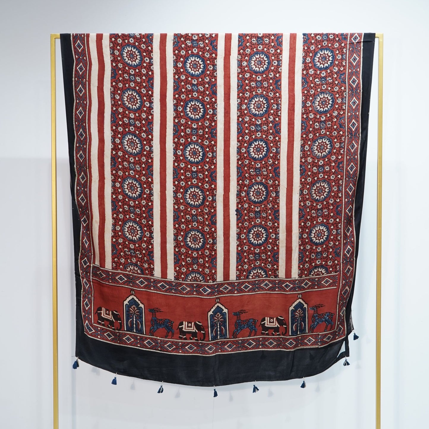 Rust Red Ajrakh print Modal Silk Kaftan EEG-31599