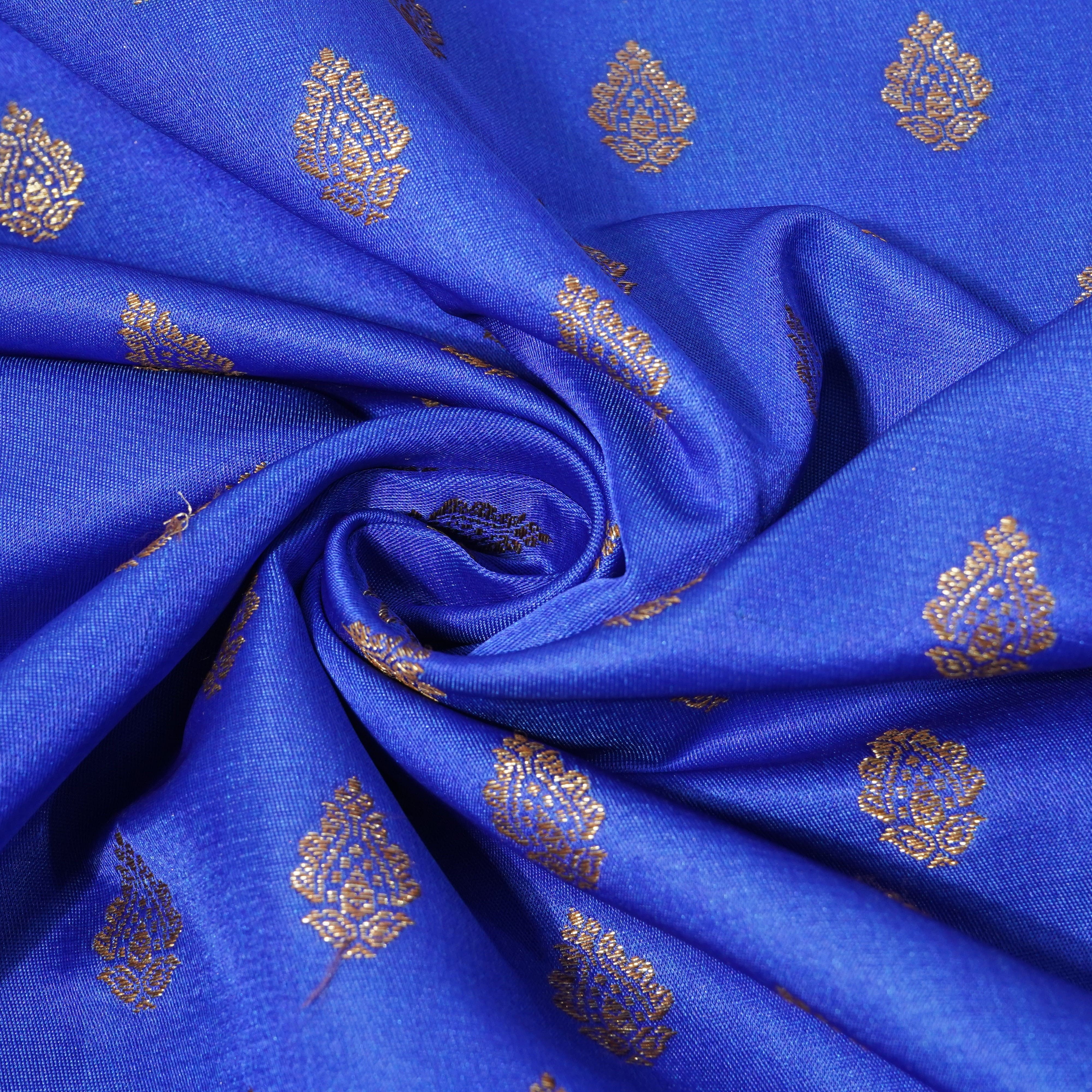 Blue Banarasi Brocade Fabric